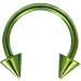 14G(1.6mm) Green Titanium IP Steel Circular Barbells Horseshoe Rings w/Spike Ends (Sold in Pairs) (14 Gauge 1/2")