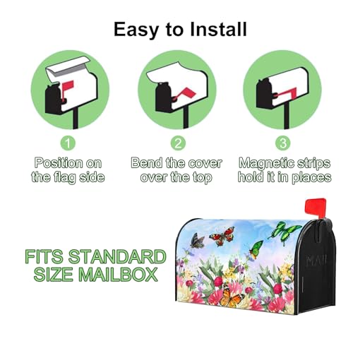 Image of Mailbox Covers Magnetic Standard Size 18 x 21 Inch Beautiful Flowers in Spring,Mailbox Wraps for Garden Yard Home Outdoor Decor (Butterfly & Flower)