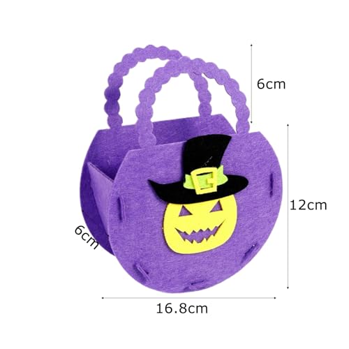 Kürbis Tasche Halloween Bastelset 4 Stück, DIY Kürbis Beutel zum Selbst Basteln, Süßigkeiten Tasche Kinder Trick or Treat Bag, Halloween Sammeltasche für Party & Deko (Lila)
