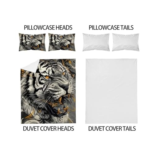 Housse de couette double tigre 200x200cm microfibre premium - 4