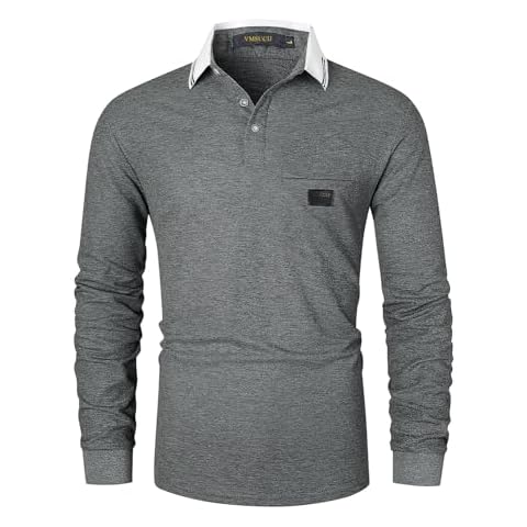 VMSUCIJ Grey Cotton Polo Shirt with Pocket Cover