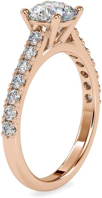 1ct 6.5mm 10K 14K 18K Gold Moissanite Engagement Wedding Ring for Women Classic 4-Prong Simulated Diamond Promise Bridal Ring Size 4-12