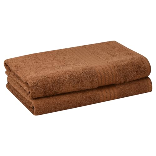 Image of Mafatlal Joy Bath Towels for Men - Pack of 2 | 58 x 29 inch Large Size | Soft & Quick Dry | 450 GSM | Bronze