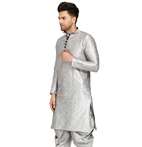 Image of Men's Ethnic Silk Loop Button Kurta