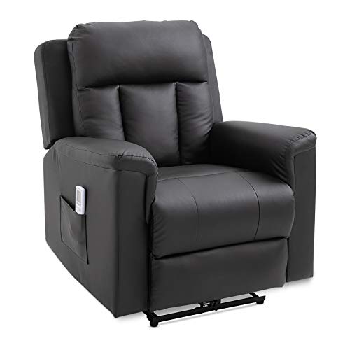 Preisvergleich Produktbild HOMCOM Relaxsessel mit Massagefunktion, Fernsehsessel, Kunstleder, Metall, Holz, Schaumstoff, Schwarz, 86 x 92 x 100 cm