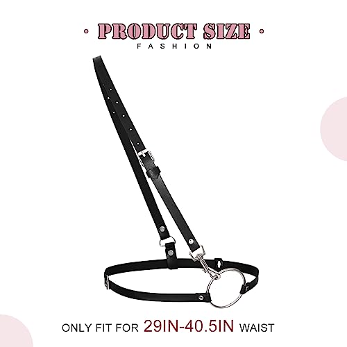 BODIY Circle Women Waist Punk Rock Belt Black Gothic Leather Wide Waist Strap Belts Cosplay Halloween Costume Belt Body Chain Fashion Harness Rave Accessory2