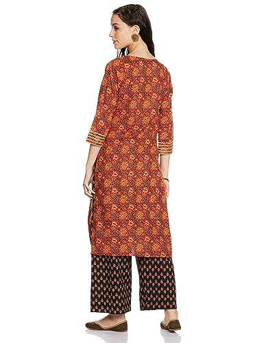 Image of Amazon Brand - Myx Women's Printed Kurta and Pant Set in Cotton (Available in Plus Sizes)