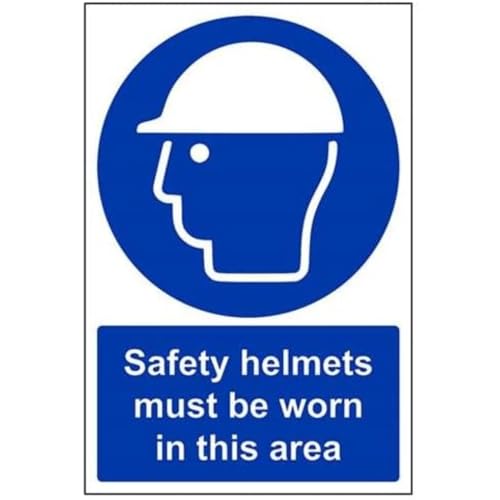 V Safety Safety Helmets Must Be Worn In This Area PPE Sign - 200mm x 300mm - 1mm Rigid Plastic