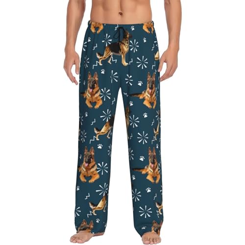 Novastar Mens Pajama Pants Bottoms With Pockets- German Shepherd Dog Footprint Soft Mens Pj Pants, Comfy Men Lounge Pants4