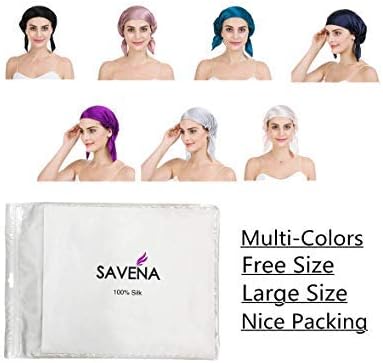 Savena 100% Mulberry Silk Night Sleeping Cap X-Large Size for Thick and Long Hair Bonnet Hat Smooth Soft Many Colors (Black)