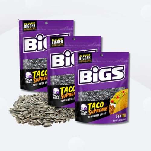 BIGS Multipack Sunflower Seeds Easy Travel Snacks for Sport (3 PACK, Taco Supreme) Intrepid Collective Packaging with Baseball Sticker 5.35oz/152g