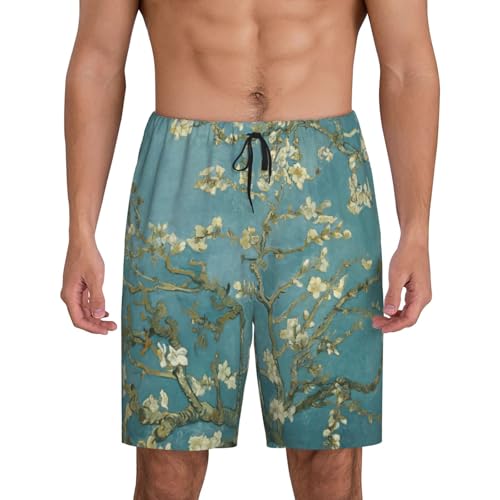 Pyjama court homme fleurs d'amandier contre la chaleur nocturne