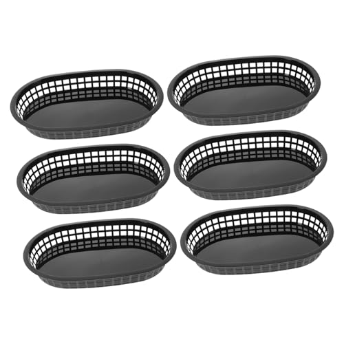 BRIGHTFUFU 6pcs Plastic Hot Dog Baskets Elegant Snack Plate for Kitchen Counter Decor for Fruits Vegetables and Picnic Storage and Smooth Edges for Use