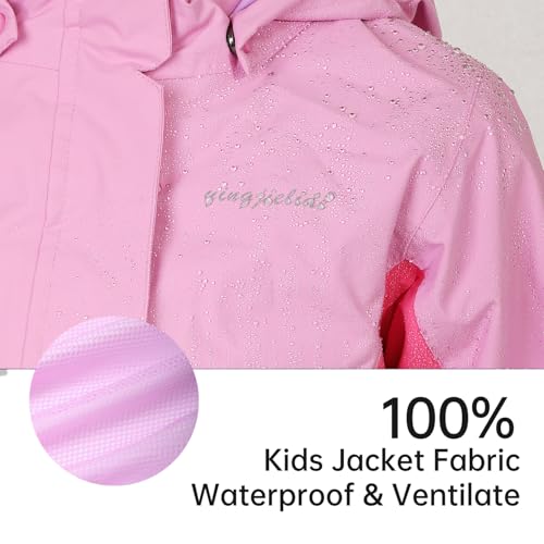 Image of YINGJIELIDE Boys Girls Waterproof Rain Jackets Kids Easy to Fold Windbreaker Lightweight Outdoor Hooded Raincoat