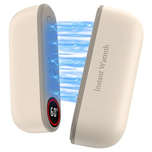Scaldamani Ricaricabili Magnetico 2 in 1, Scaldamani Elettrico 8000mAh, 3 Livelli fino a 60°C/140°F, Scaldamani Portatile per Campeggio, Sport All'aperto, Escursionismo, Regali Natalizi, Bianco