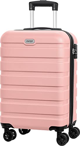 Image of AnyZip Luggage PC ABS Hardside Lightweight Suitcase with 4 Universal Wheels TSA Lock 20 24 28 Inch, Pink, 20 inch Carry-On, Solid