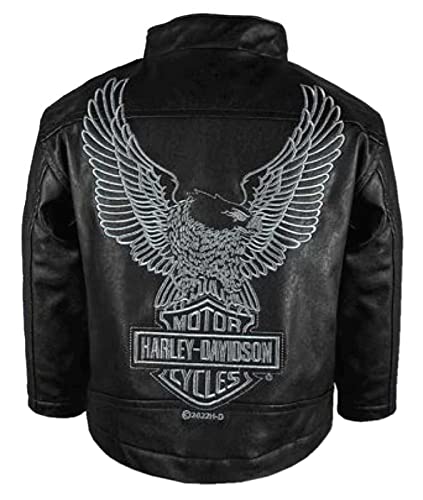 Harley-Davidson Little Boys' B&S Logo Faux Leather Toddler Biker Jacket - Black2