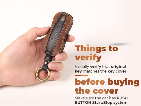 Image of keyzone dual leather key cover for Porsche 911, Cayenne, Panamera, Taycan 3 button smart key