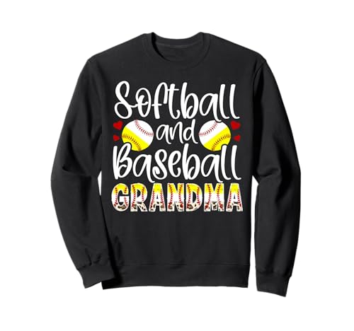 Softball Baseball Grandma Leopard Baseball Softball Grandma Sweatshirt