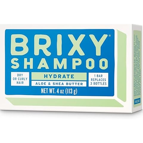 BRIXY Hydrating Shampoo Bar For Dry Or Curly Hair | Aloe, Shea Butter, & Avocado Oil | Ceramide & Niacinamide Support The Moisture Barrier | pH Balanced, Color Safe, Vegan, Plastic Free Cover