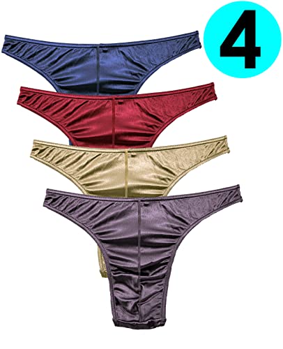 Barbra Lingerie Satin Mens Thongs Underwear Panties Silky Sexy Man G String Thong Undie Multi Pack2