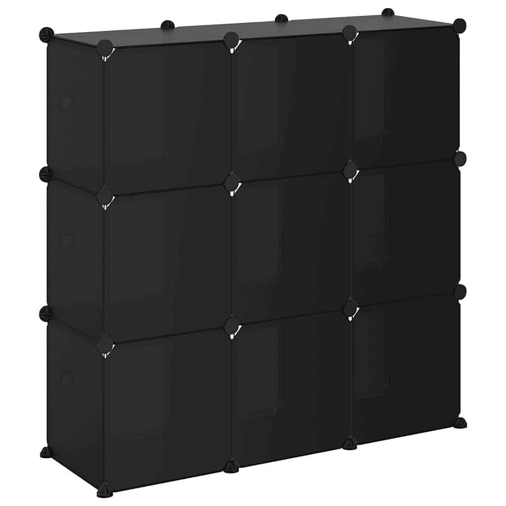 Regalsystem & Aufbewahrungsregal Schwarz PP Würfelregal mit Aufbewahrung Lagerregal für Eingangsbereich Wohnzimmer Schlafzimmer 94,5 x 31,5 x 93,5 cm