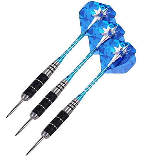 MICHETT - Juego de 3 Dardos (22 g, Punta de Metal, Aluminio, para Principiantes y Profesionales), Color Azul, Azul