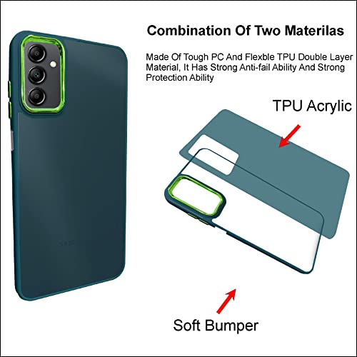 Image of A rtistque Frosted Translucent Back Cover Case for Samsung Galaxy A14 5G | Electroplated Chrome Ring | Raised Camera Edges for Protection | Smooth Sides TPU| Samsung A14 5G Back Cover - Green