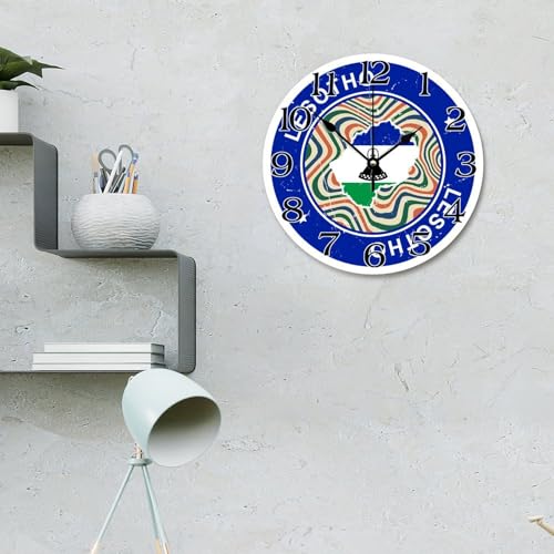 Horloge murale Lesotho 30 cm ronde et colorée pour décoration rustique
