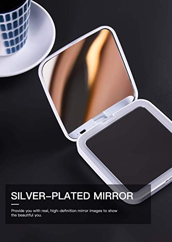 Lwf·ven Travel Makeup Mirror With Light, Portable Compact 1X / 5X Magnifying Cosmetic Mirror, Rechargeable Pocket Mirror For Handbag, Purse, Gifts For Girls #TOP3