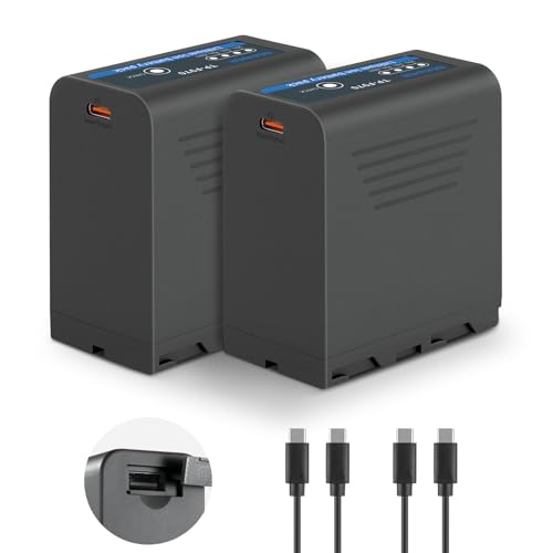 NEEWER BÁSICO 2 Pack NP-F970 7800mAh Baterías Repuesto NP-F Batería Recargable para Sony FX3/FX30/A7, para Canon R5, para Nikon Z8, 20W Tipo C PD Carga Rápida para Videocámara Monitor Luz LED, TP-F970