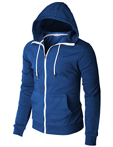 H2H Men's Slim Fit Zip Up Lightweight Long Sleeve Basic American Flag Printed Hoodie SweatShirt2