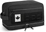 ETRONIK Tactical Toiletry Bag for Men, Double-Layer Travel Toiletry Bag with Wet Pocket for Travel Size Toiletries, Water-Resistant Shaving Dopp Kit with EDC Molle, Hanging Bathroom Makeup Bag, Black