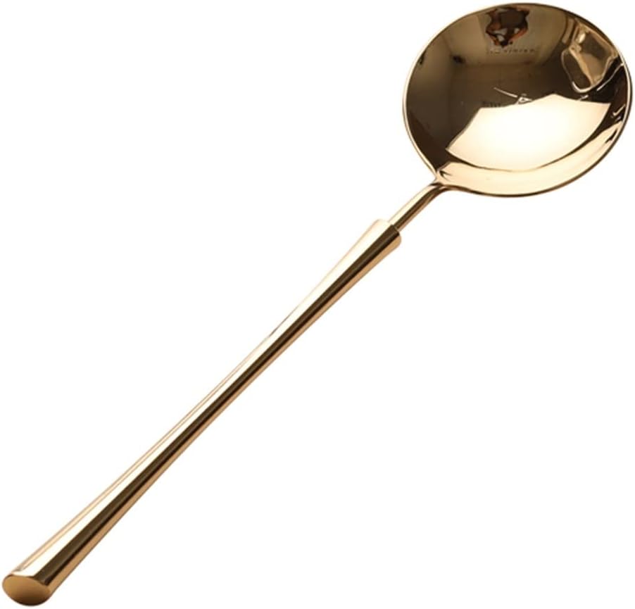 Soup Spoon Large Round Stainless Steel Rice Dessert Coffee Golden Silver Multi-color Ladle