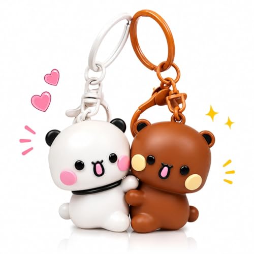 OhebEsx 2 Stück Magnet Schlüsselanhänger Bubu Dudu La Bubu Dudu Bubu Bubu Dudu Kuscheltier Stil Matching Keychain für Tasche und Rucksack Romantisches Accessoire für Partner und Geschenkzwecke