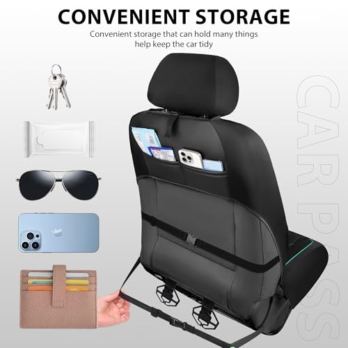 Image of CAR PASS Thick Foam 3D Air Mesh Leather Car Seat Covers Front Seats Only, Breathable Premuim Leather Two Front Seat Cover, Airbag Compatible Universal Fit for 95% Sedan Van Truck SUV,Black and Mint