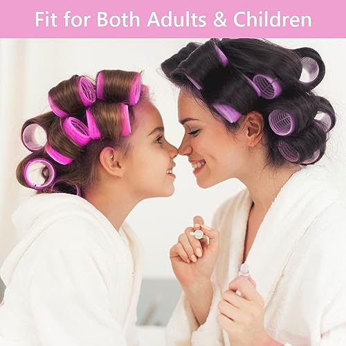 Foto von URAQT Lockenwickler Große Locken Set, 48 Stück Selbsthaftende Haftwickler in 3 Größen, Lockenwickler ohne Hitze für Lange und Kurze Haare Hair Rollers mit Haarspangen (48 mm, 36 mm, 25mm)