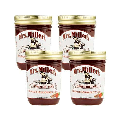 Mrs. Miller's Rhubarb Strawberry Jam 9 Ounce (Pack of 4)
