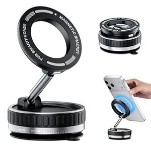 Soportes magnéticos mejorados para teléfono para tu automóvil [96+ libras de succión más fuerte y 2800 gf magnético más fuerte], soporte de teléfono con ventosa ajustable de 360° para Magsafe, soporte