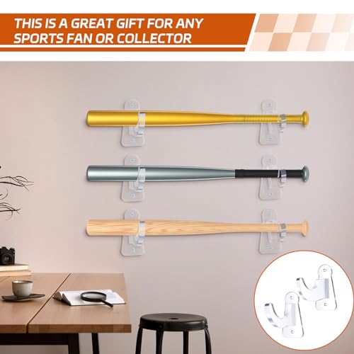 image for GlikCeil 3 Sets Acrylic Baseball Bat Holder Wall Mount Baseball Bat Di