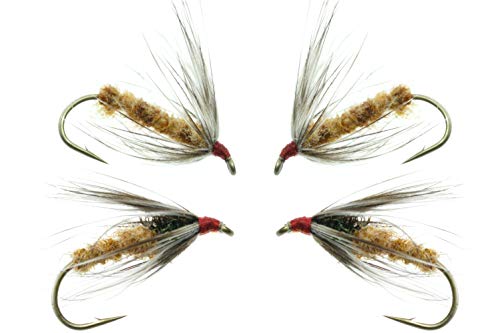 GoFly 純国産 伝承毛鉤 爆釣 テンカラ ゼンマイ胴毛ばり 2種４本セット #12 ヘンネック（雌鳥） 1枚目