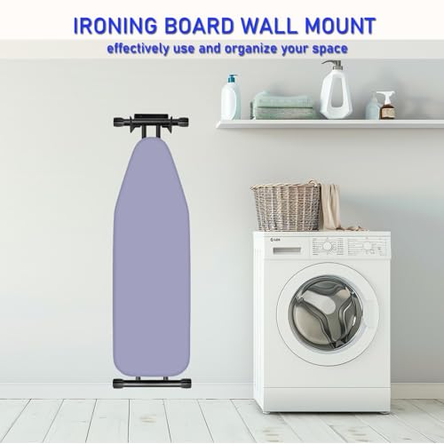 VANROUG Ironing Board Hanger Wall Mount, Iron Board Hook, Ironing Board Holder Organizer Wall Rack for Y or T Leg, Laundry Room, Black