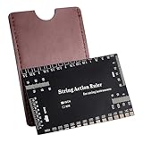 Messwerkzeug für Die Gitarre, Gitarren Gauge Lineal String, Schwarzer Edelstahl Gitarrenzubehör Ruler mit Schützendem PU Etui für Akustische und Elektrische Gitarren Bassgitarre