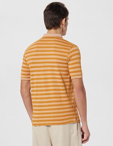 Image of Peter England Men's Cotton-Polyester Blend Striped Polo T-Shirt | Casual Wear | Durable & Trendy
