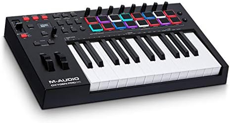 M-Audio Oxygen Pro 25  25-klawiszowy kontroler MIDI USB z padami perkusyjnymi, pokrętłami, przyciskami i oprogramowaniem