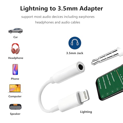 Image of [Apple MFi Certified] 2 Pack Lightning to 3.5mm Aux Audio Adapter, Headphone Jack Converter Dongle for iPhone 14 /13 /12 /X /XR & iPad (Supports All iOS Systems)