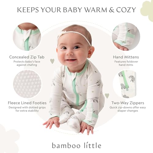 Image of Bamboo Little Soft Baby Footie Pajamas, Baby Clothes, Newborn Sleepers, 95% Viscose and 5% Spandex, 0-24 Months