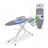 VELORA® XXL Bügelbrett 130x48cm [INKL. ABLAGE & ÄRMELBRETT] - Bügelbrettfür Dampfbügelstation (Made in Europe) - Bügelbrettmit Steckdose - Bügeltisch Ironing Board - Stabil & Höhenverstellbar