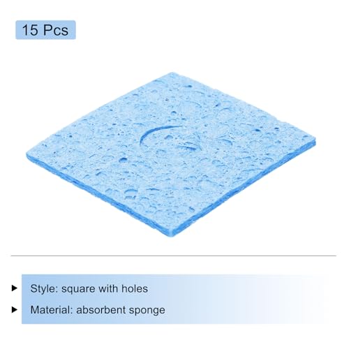 Image of MECCANIXITY 15PCS Soldering Sponge 60 x 60mm Square with Holes Blue Cleaning Pad Welding Tip Iron Replacement for Cleaning Soldering Iron 2mm Natural Thickness 11mm Water Absorption Thickness
