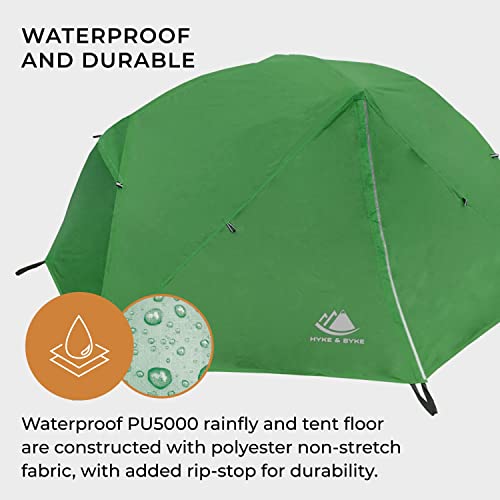 Hyke & Byke Zion Hiking & Backpacking Tent - 3 Season Ultralight, Waterproof Tent For Camping W/Rain Fly And Footprint - 2 Person - Forest Green #TOP2